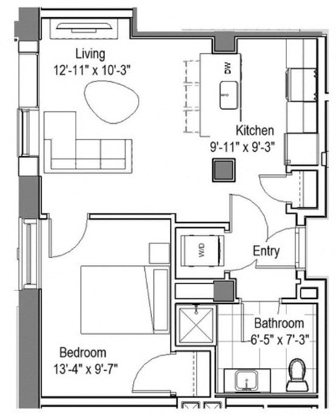 Julius Floor Plan at The Georgian Apartments, Missouri, 63104